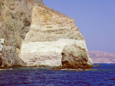 Retro görünüm aspri beach Yunanistan