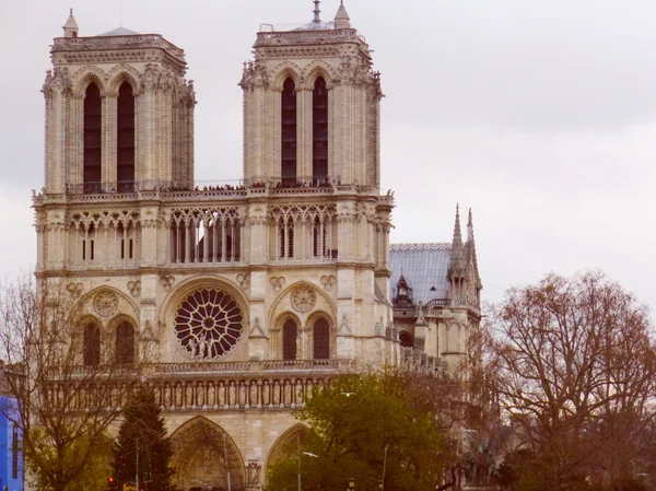 复古外观圣母院巴黎 — 图库照片