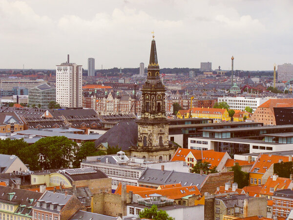 Vintage looking View of the city of Copenhagen in Denmark