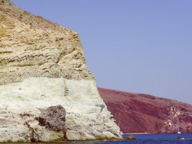 Retro görünüm aspri beach Yunanistan