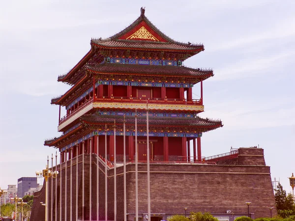 Retro look Tiananmen in Peking — Stock Photo, Image