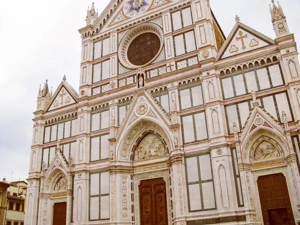 Retro look Santa Croce church in Florence — Stock Photo, Image