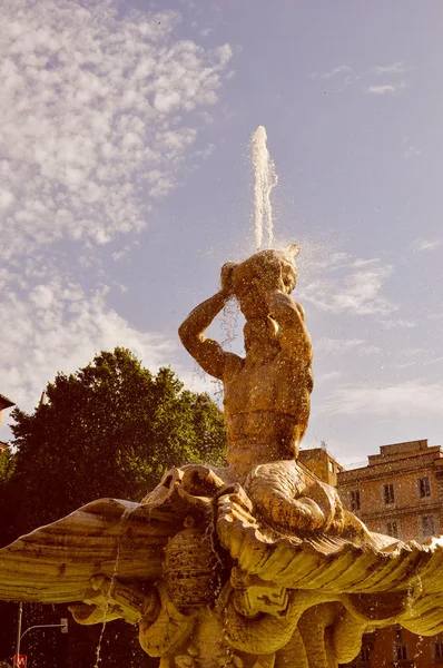 Retro look Triton Fountain in Rome — Stock Photo, Image