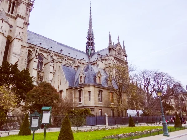 レトロな外観ノートルダム大聖堂パリ — ストック写真