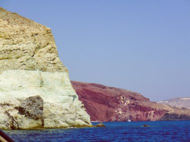 Retro görünüm aspri beach Yunanistan