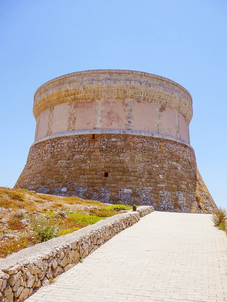 Retro look Fornells Tower in Minorca — Stock Photo, Image