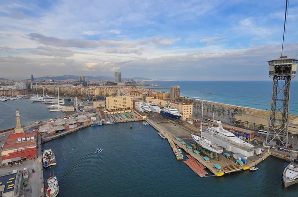 バルセロナの港の航空写真 — ストック写真