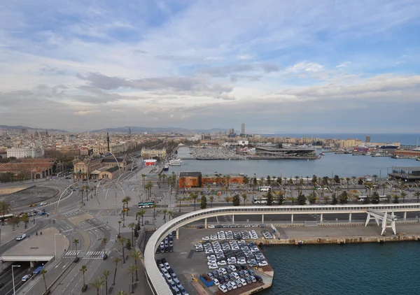 Widok z portu w Barcelonie — Zdjęcie stockowe