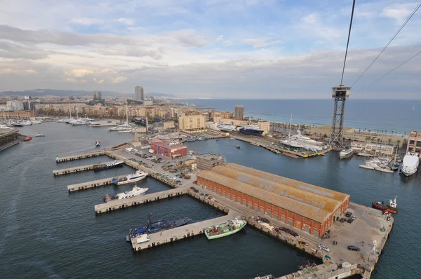 Letecký pohled na přístav Barcelona — Stock fotografie