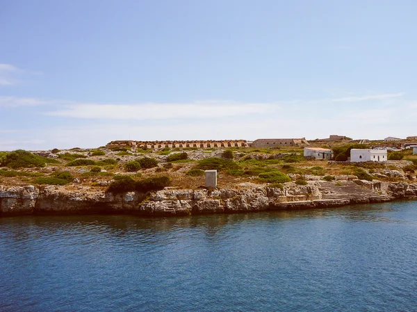 Retro look View of Mahon Minorca — Stock Photo, Image