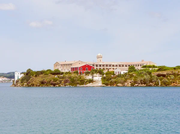 Aspecto retro Vista de Mahón Menorca — Foto de Stock