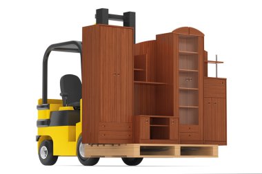 Yükleyici Lift oturma odası duvar ünitesi. 3D render