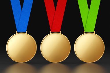 Multicolour şeritler boş altın madalya