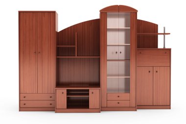 Oturma odası duvar ünitesi. 3D render