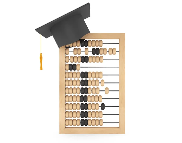 Conceito de Aprendizagem. Graduação Cap Acadêmico sobre Abacus — Fotografia de Stock