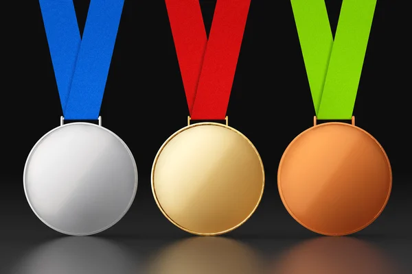 Guld, silver och bronsmedaljer — Stockfoto