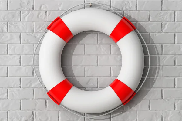 Life Buoy Hanging on the Brick Wall — Stock Photo, Image