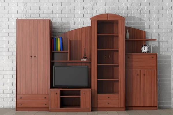 Living Room Wall Unit. 3d rendering — Stock Photo, Image