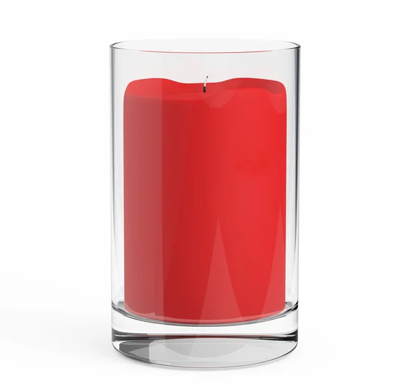 Üveg gyertyatartó piros gyertyát — Stock Fotó