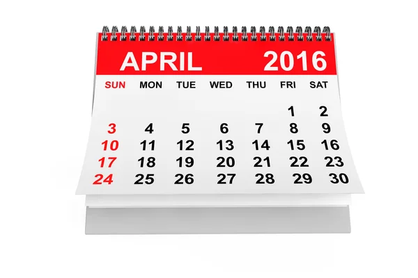 Kalendář duben 2016 — Stock fotografie