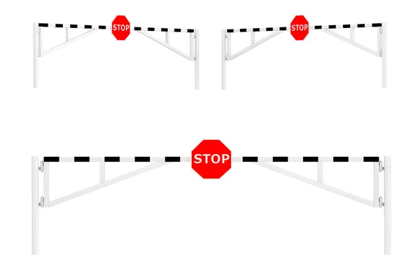 Barreras de coche de carretera con señal de stop — Foto de Stock