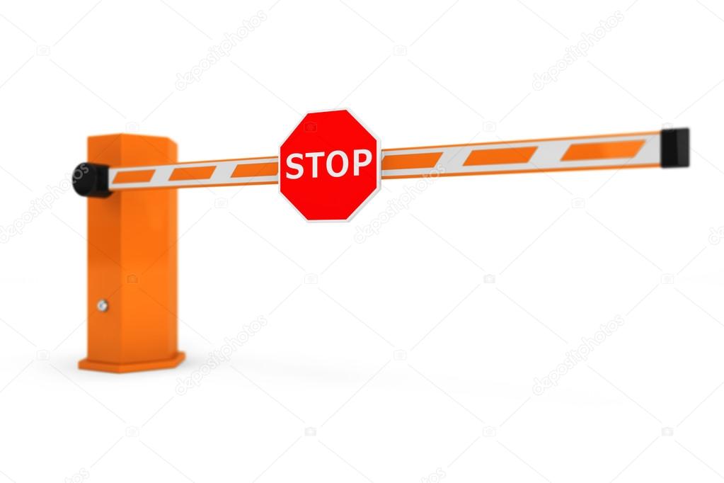 Road Car Barriers with Stop Sign