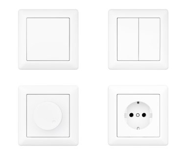 Power Socket, Dimmer and Light Switches set clipart