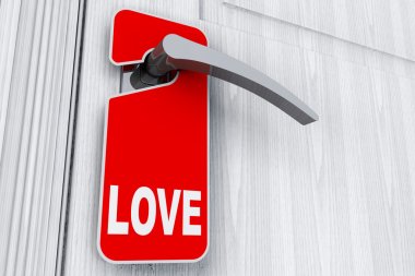 Kapı etiketi rahatsız ve sevgi işareti ile