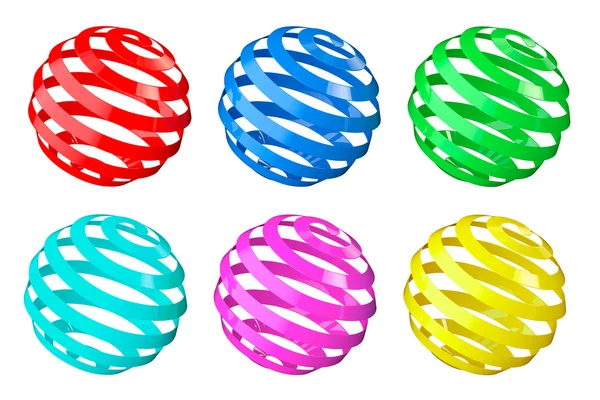 Conjunto de esferas espirales abstractas — Foto de Stock