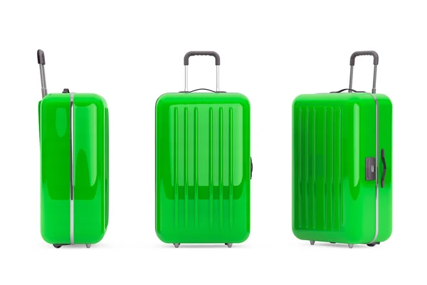 大規模な緑のポリカーボネートのスーツケース — ストック写真