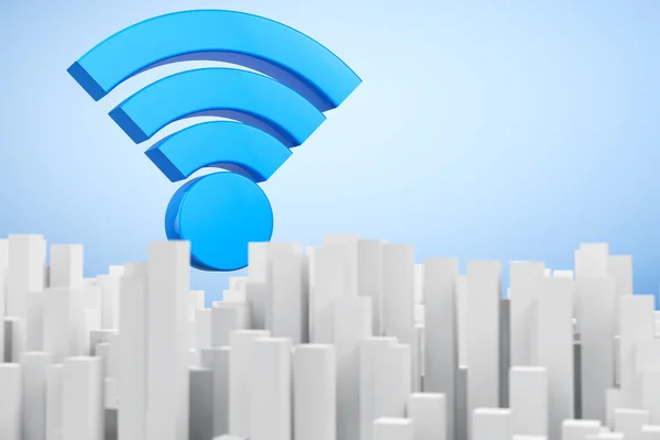 WiFi kommunikáció absztrakt város — Stock Fotó