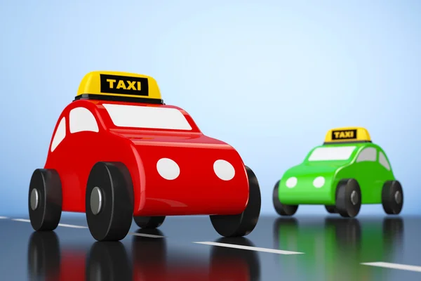 Cartoon Toy Cars with Taxi Sign — Stock Photo, Image