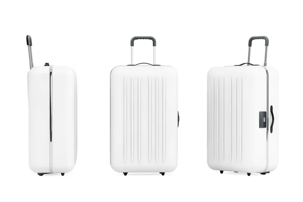 Large White Polycarbonate Suitcases — Stock Photo, Image