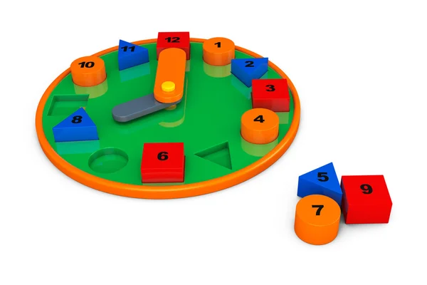 Kleurrijke speelgoed klok. 3D-rendering — Stockfoto