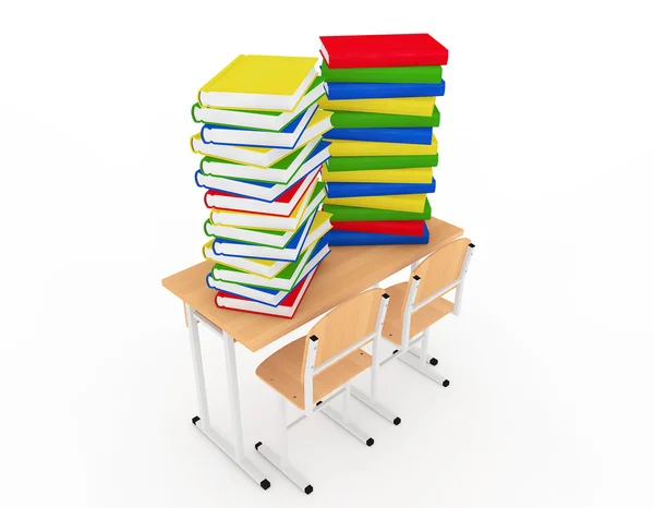 Pile de livre sur le banc d'école — Photo