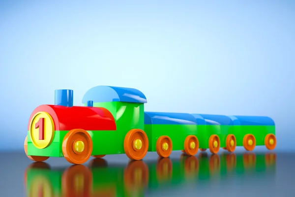 Giocattolo per bambini Multicolore treno di plastica. rendering 3d — Foto Stock