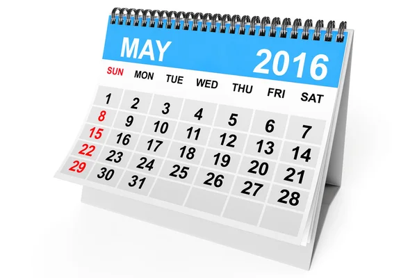 Calendário Maio 2016 — Fotografia de Stock