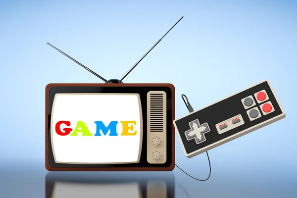 TV retrò con controller di gioco astratto — Foto Stock