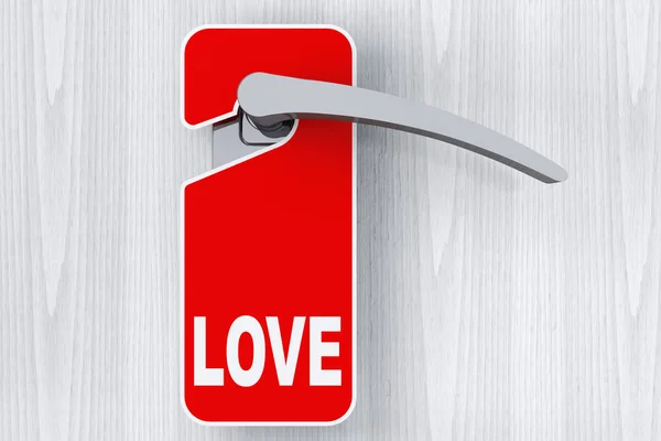 Dveře s znak rušit Tag a láska — Stock fotografie