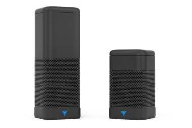 Wi-Fi işareti kablosuz hoparlörler. 3D render