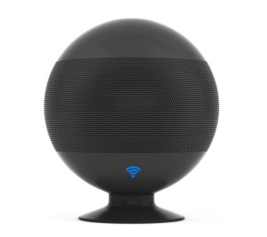 Wi-Fi işareti kablosuz hoparlörler. 3D render