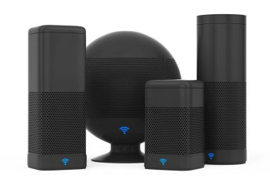 Wi-Fi işareti ile radyo sözcü kümesi. 3D render