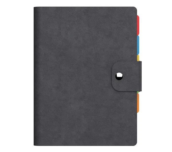 Osobní deník nebo organizátor kniha s černým koženým krytem. 3D R — Stock fotografie