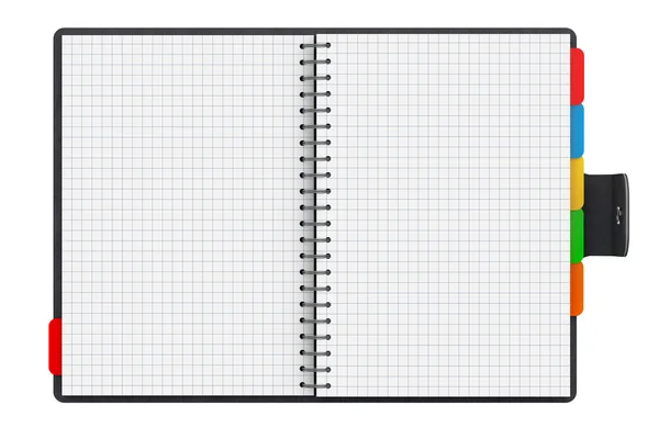Личный дневник или книга организаторов с пустыми страницами. 3D-рендеринг — стоковое фото