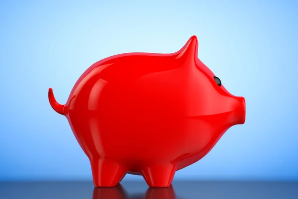 Caixa de dinheiro estilo banco Piggy vermelho. Renderização 3d — Fotografia de Stock