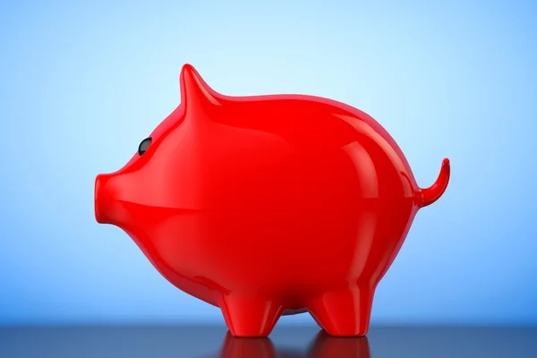 Caixa de dinheiro estilo banco Piggy vermelho. Renderização 3d — Fotografia de Stock