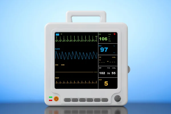 Υγειονομικής περίθαλψης φορητό καρδιακή παρακολούθηση εξοπλισμού. απόδοσης 3D — Φωτογραφία Αρχείου
