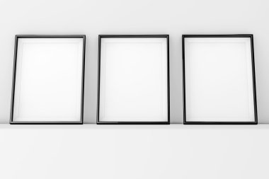 Boş resim çerçeveleri. 3D render