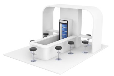 Bar, kafe, kafeterya, lokanta iç kavramı. 3D render