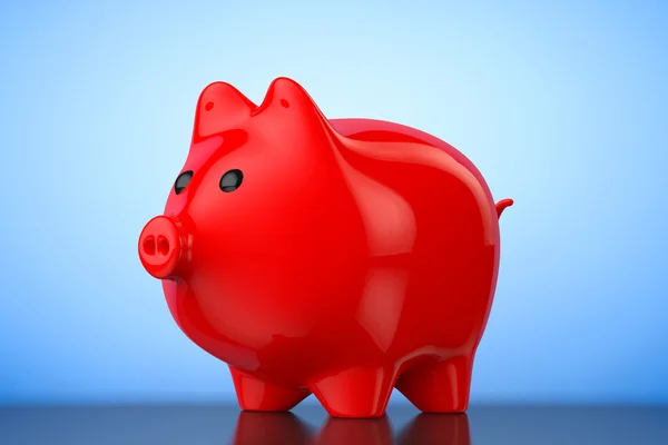 Caixa de dinheiro estilo banco Piggy vermelho. Renderização 3d — Fotografia de Stock
